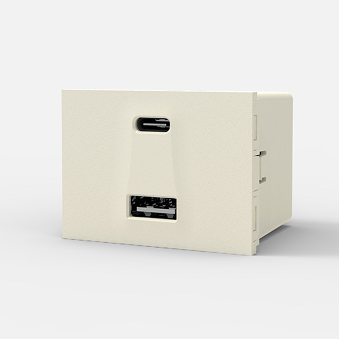 MÓDULO CARGADOR USB DOBLE A + C 220v BLANCO 5