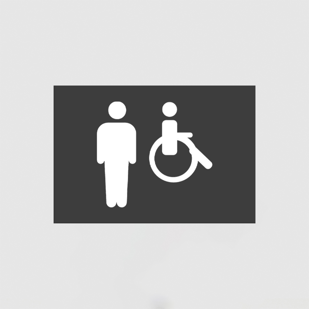 SEÑALÉTICA PARA MÓDULO LED CORTESÍA BAÑOS CABALLEROS Y DISCAPACITADOS